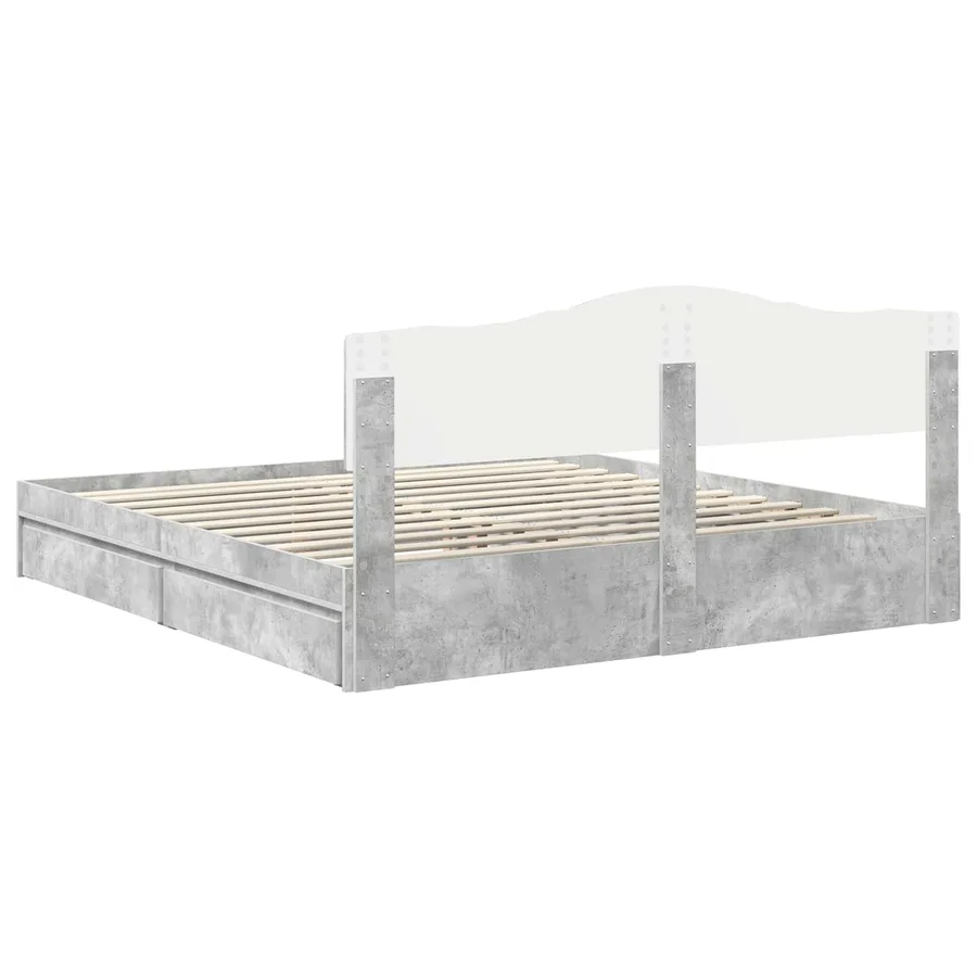 Lit de Rangement Gris béton 200 x 200 cm Bois d'ingénierie - 10
