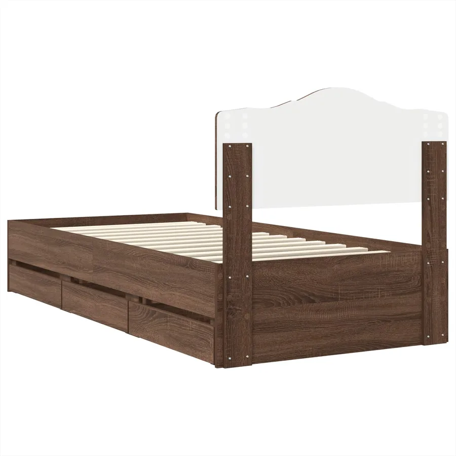 Cadre de lit Chêne brun 100 x 200 cm Bois Ingénierie - 10