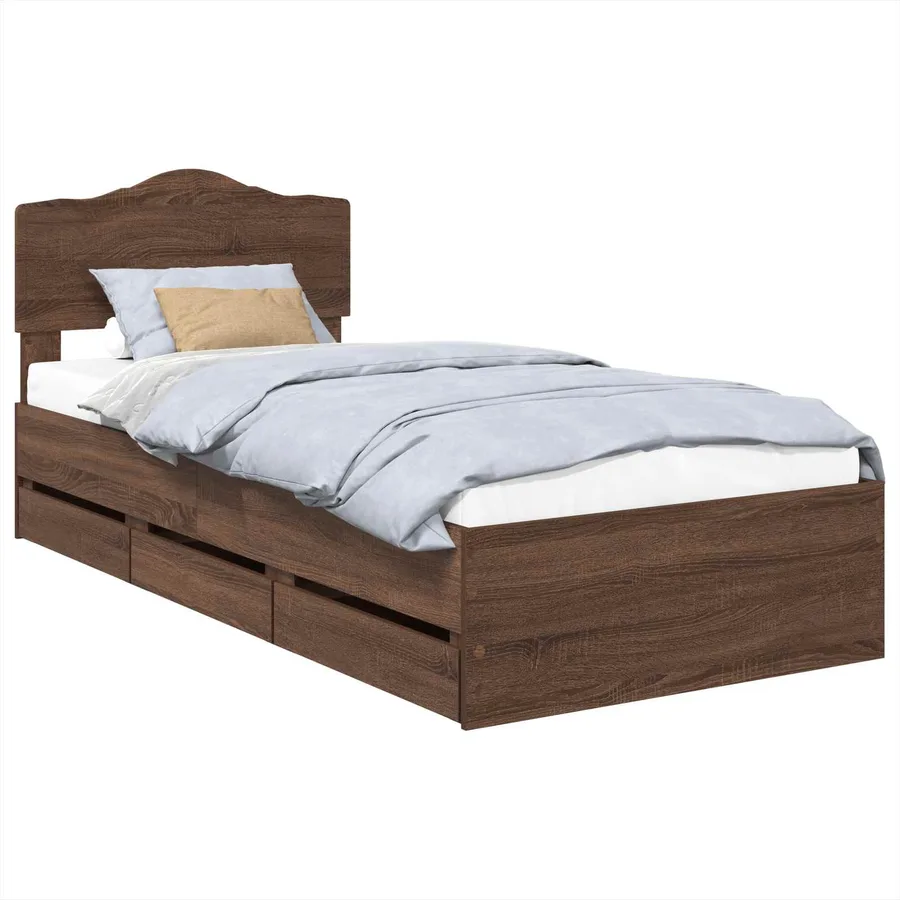 Cadre de lit Chêne brun 100 x 200 cm Bois Ingénierie - 2