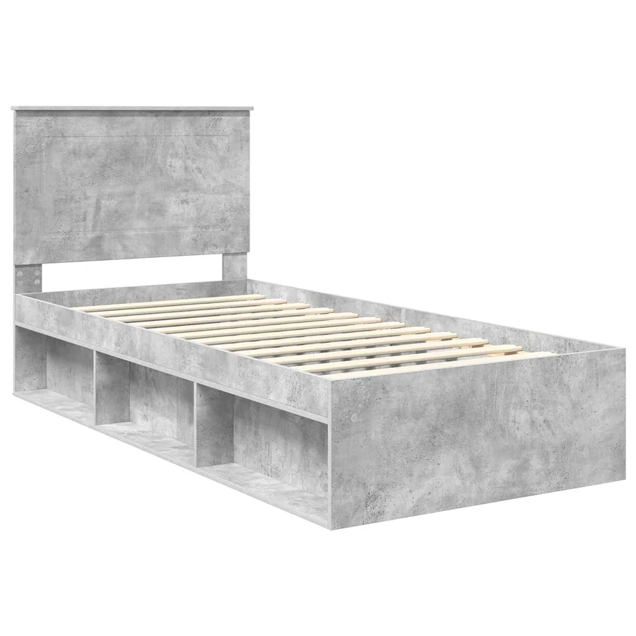 Cadre de lit Béton 90 x 200 cm Bois de pin massif - 4