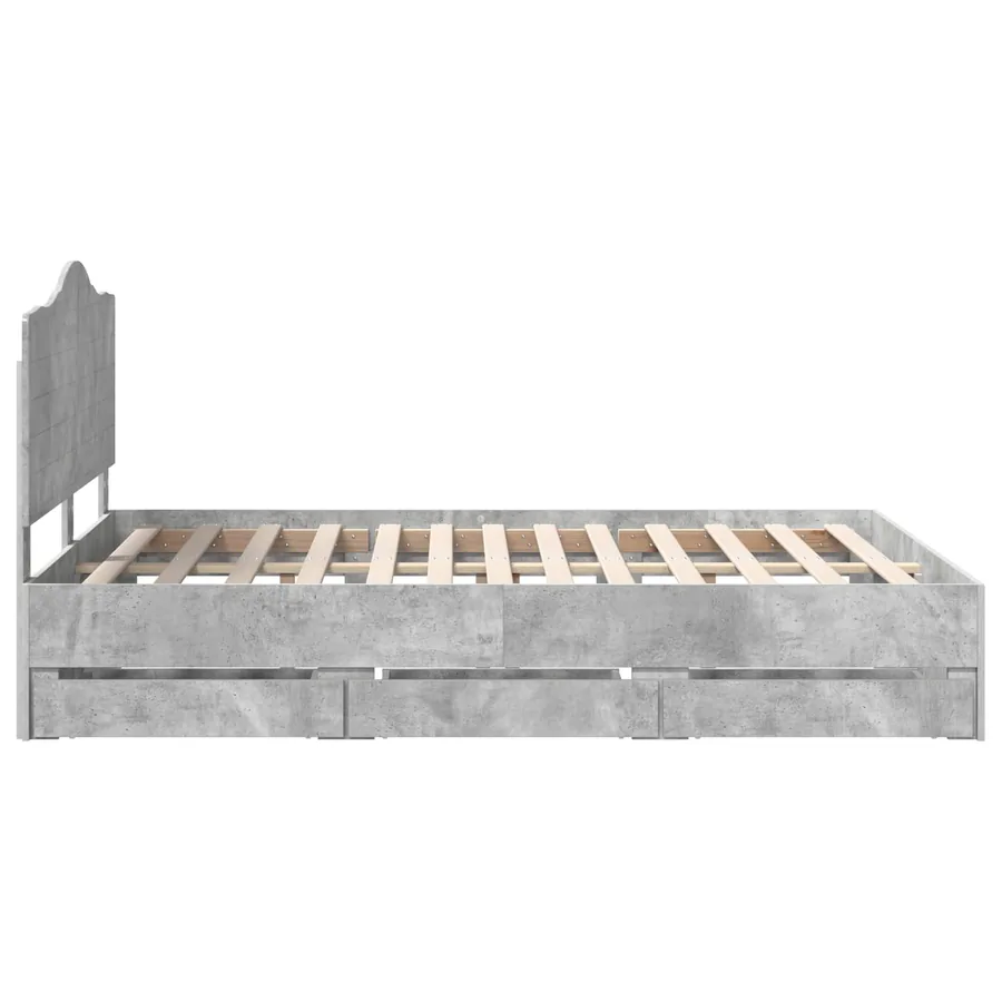 Cadre de lit Gris Béton 140 x 200 cm Bois Ingénierie - 9