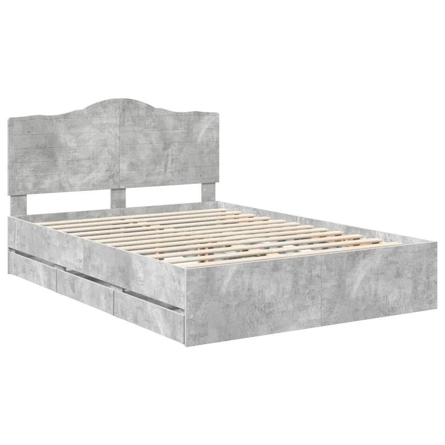 Cadre de lit Gris Béton 140 x 190 cm Bois Ingénierie - 4