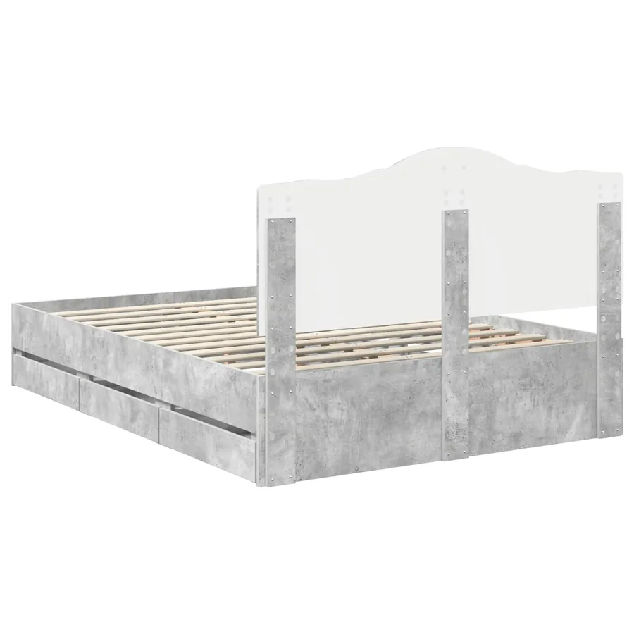 Cadre de lit Gris Béton 140 x 190 cm Bois Ingénierie - 9