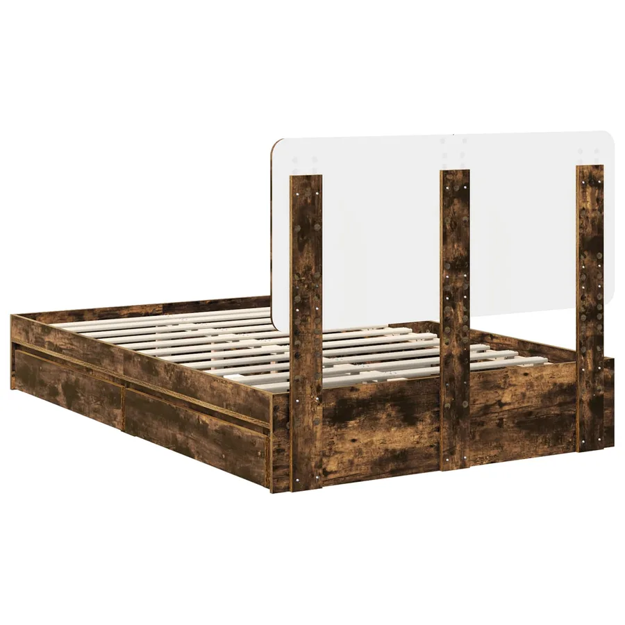 Lit de Rangement Chêne fumé 120 x 190 cm Bois d'ingénierie - 10