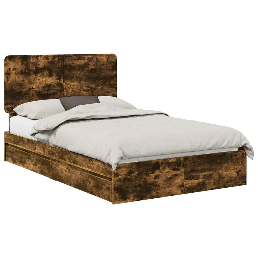 Lit de Rangement Chêne fumé 120 x 190 cm Bois d'ingénierie - 2