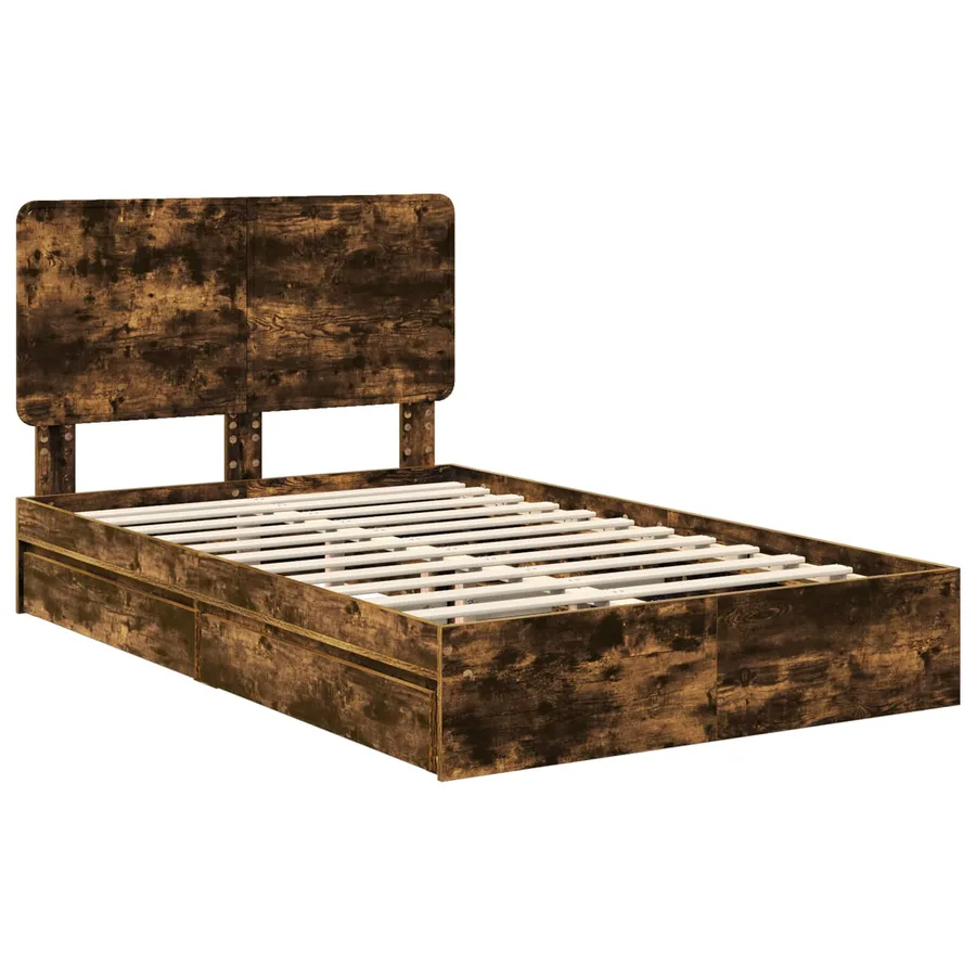 Lit de Rangement Chêne fumé 120 x 190 cm Bois d'ingénierie - 4