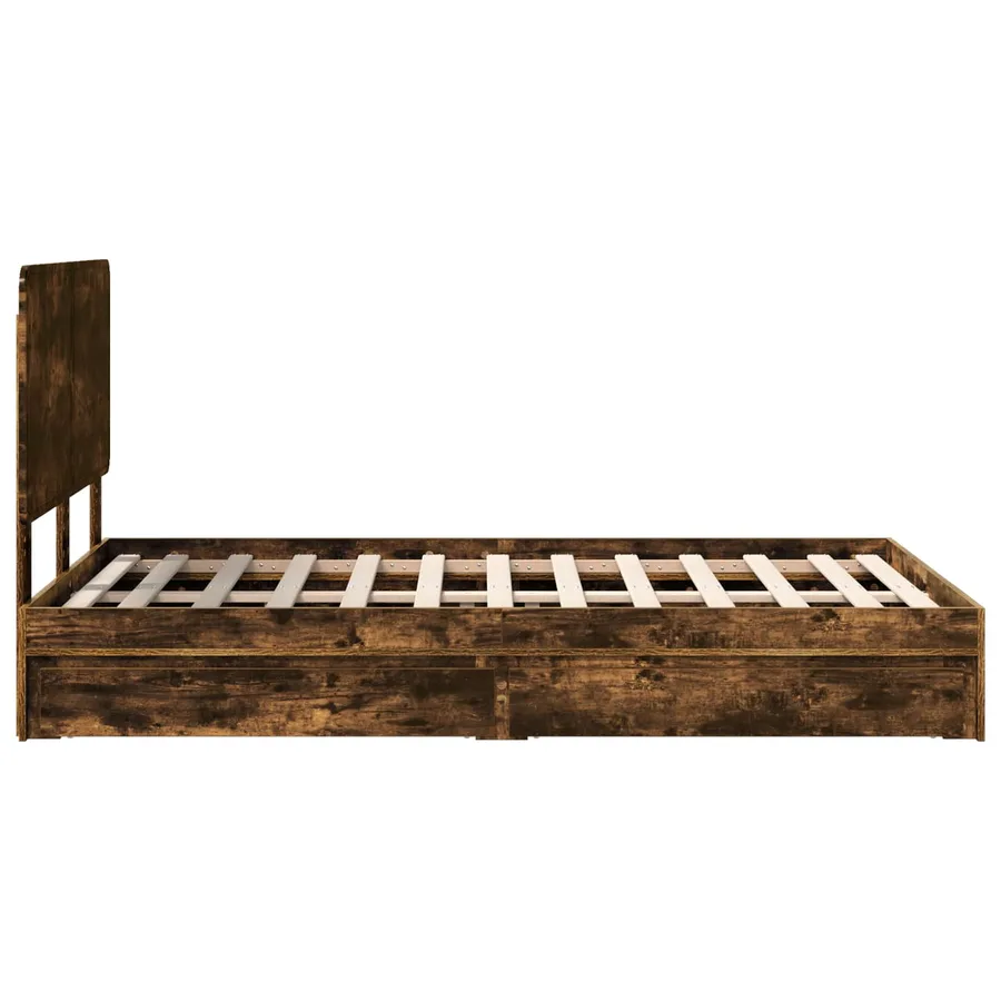 Lit de Rangement Chêne fumé 120 x 190 cm Bois d'ingénierie - 9