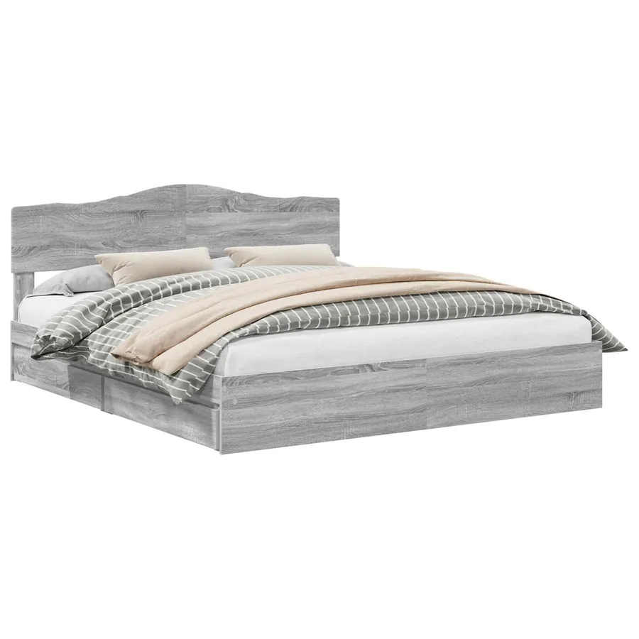 Lit de Rangement Gris Sonoma 200 x 200 cm Bois d'ingénierie - 2