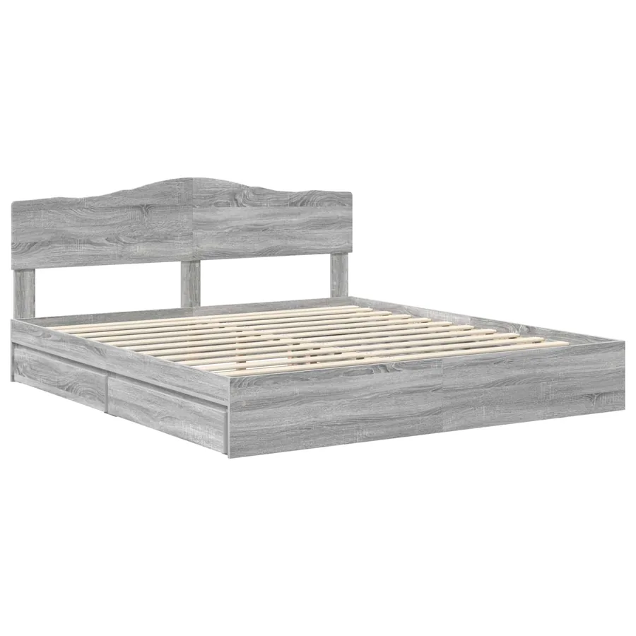 Lit de Rangement Gris Sonoma 200 x 200 cm Bois d'ingénierie - 4