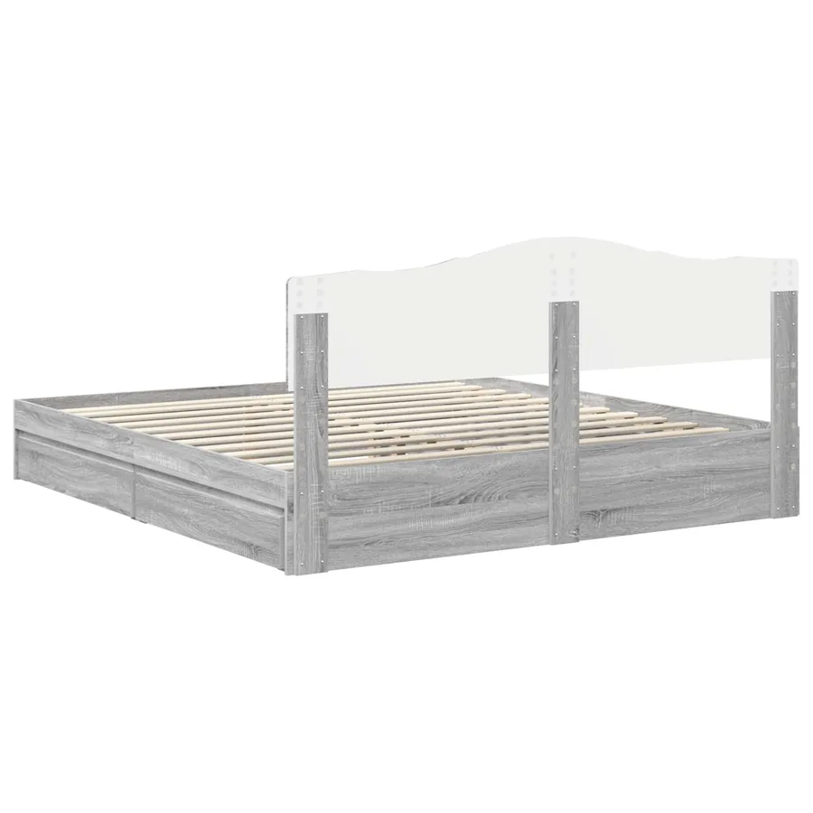 Lit de Rangement Gris Sonoma 200 x 200 cm Bois d'ingénierie - 8