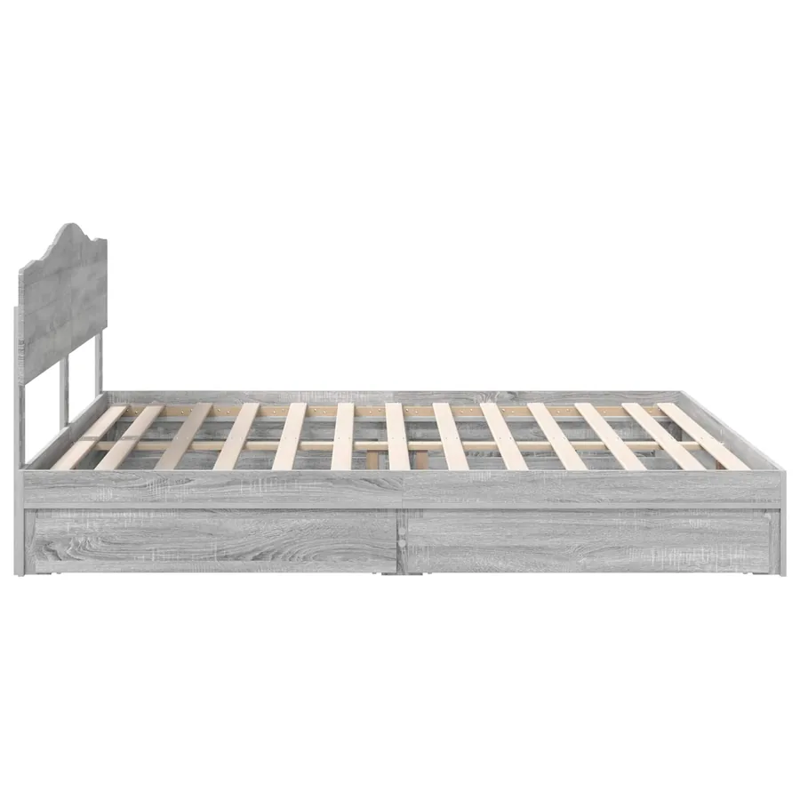 Lit de Rangement Gris Sonoma 200 x 200 cm Bois d'ingénierie - 9