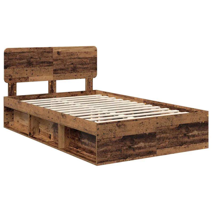 Cadre de lit Bois ancien 120 x 190 cm Pin massif - 4