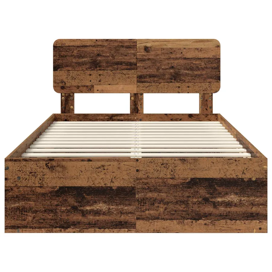 Cadre de lit Bois ancien 120 x 190 cm Pin massif - 7