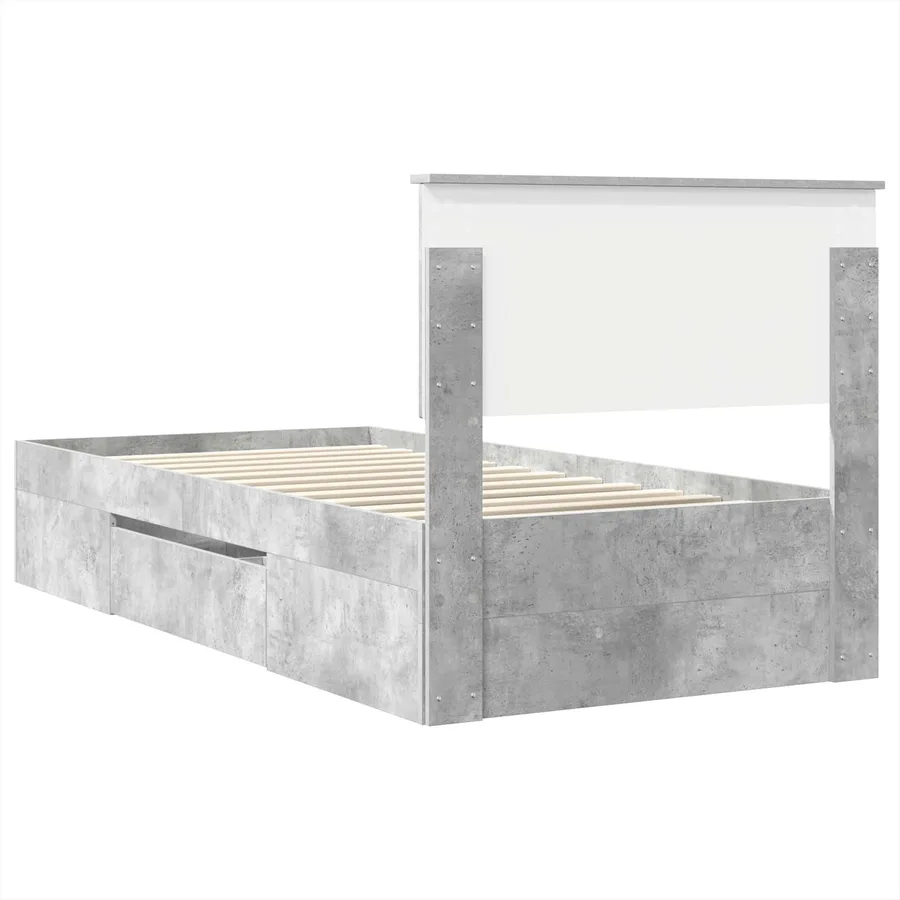 Cadre de lit Gris béton 100 x 200 m Bois d'ingénierie - 10