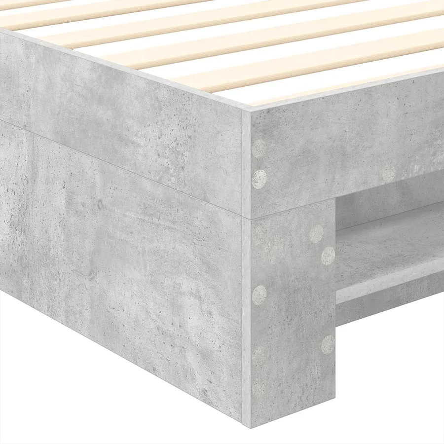 Cadre de lit Gris béton 100 x 200 m Bois d'ingénierie - 11