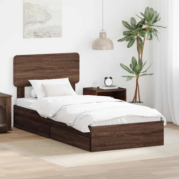 Lit de Rangement Chêne brun 90 x 190 cm Bois d'ingénierie