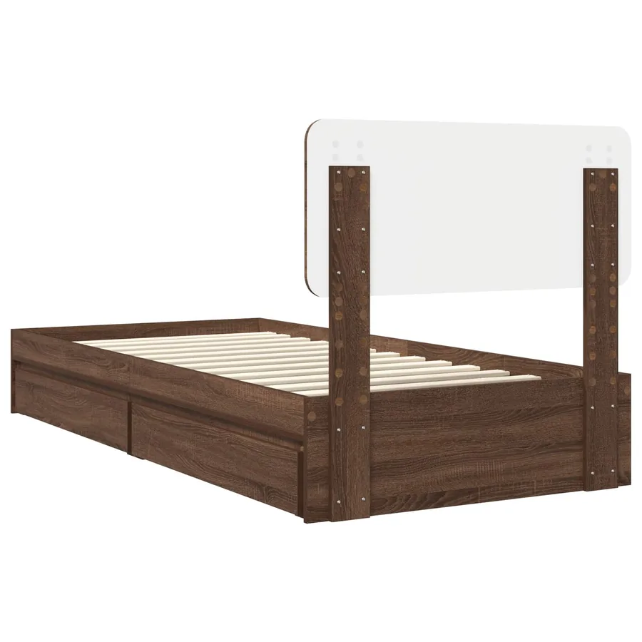 Lit de Rangement Chêne brun 90 x 190 cm Bois d'ingénierie - 10