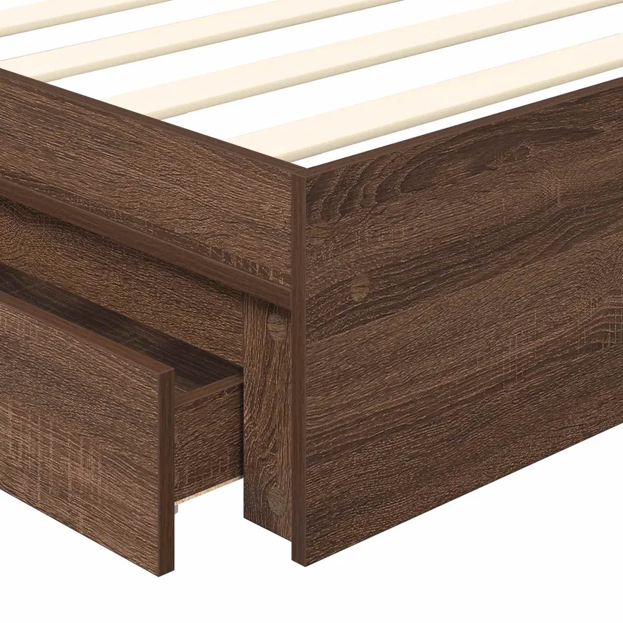 Lit de Rangement Chêne brun 90 x 190 cm Bois d'ingénierie - 11