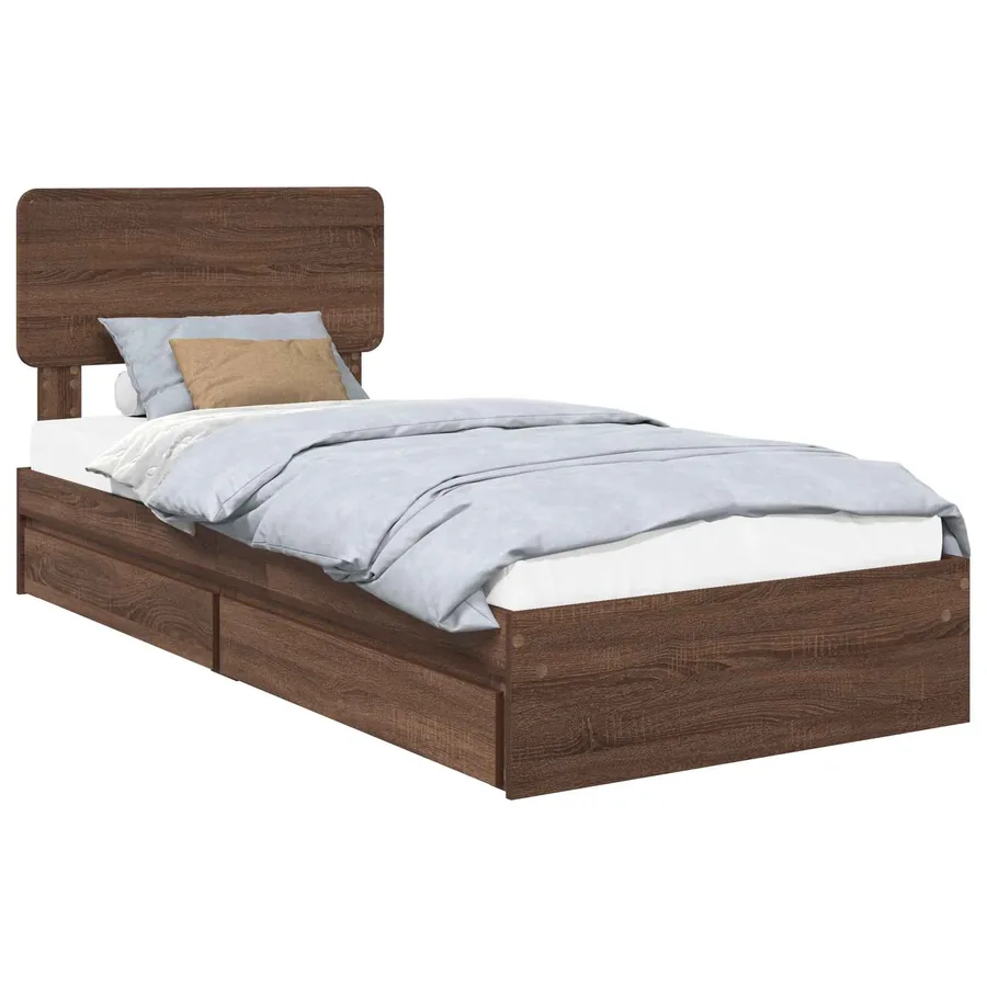 Lit de Rangement Chêne brun 90 x 190 cm Bois d'ingénierie - 2