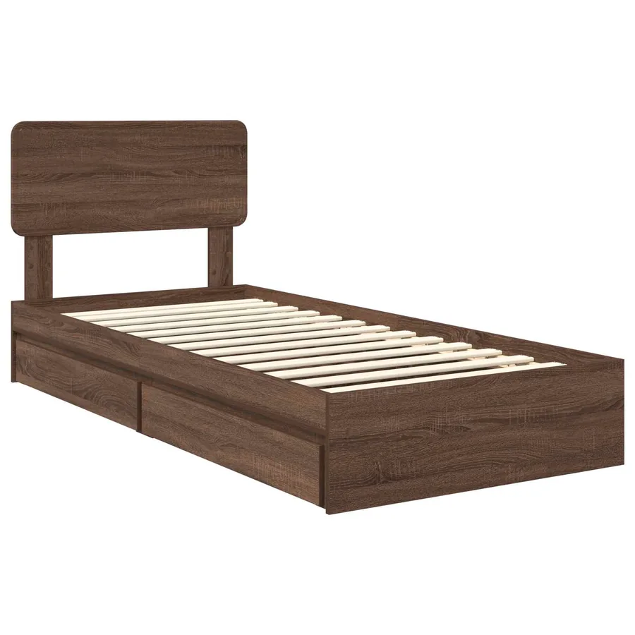 Lit de Rangement Chêne brun 90 x 190 cm Bois d'ingénierie - 4
