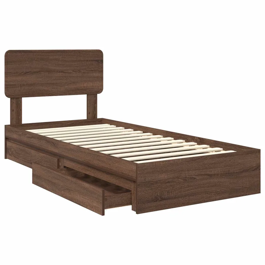 Lit de Rangement Chêne brun 90 x 190 cm Bois d'ingénierie - 5