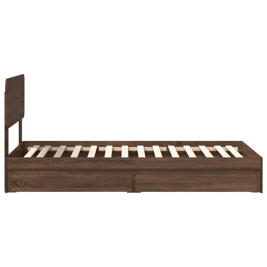 Lit de Rangement Chêne brun 90 x 190 cm Bois d'ingénierie - 9