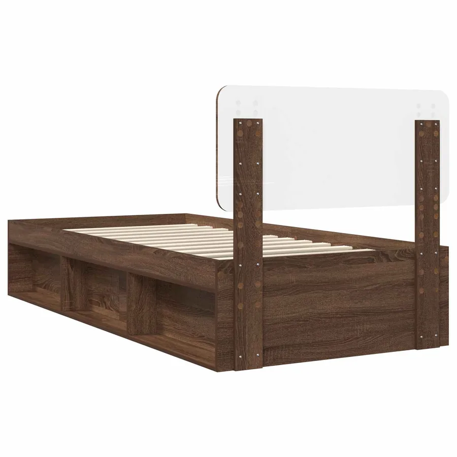 Cadre de lit avec tête de lit Chêne brun 90 x 190 cm Pin massif - 9