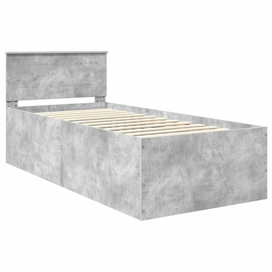 Cadre de lit Gris béton 120 x 200 cm Bois d'ingénierie - 4
