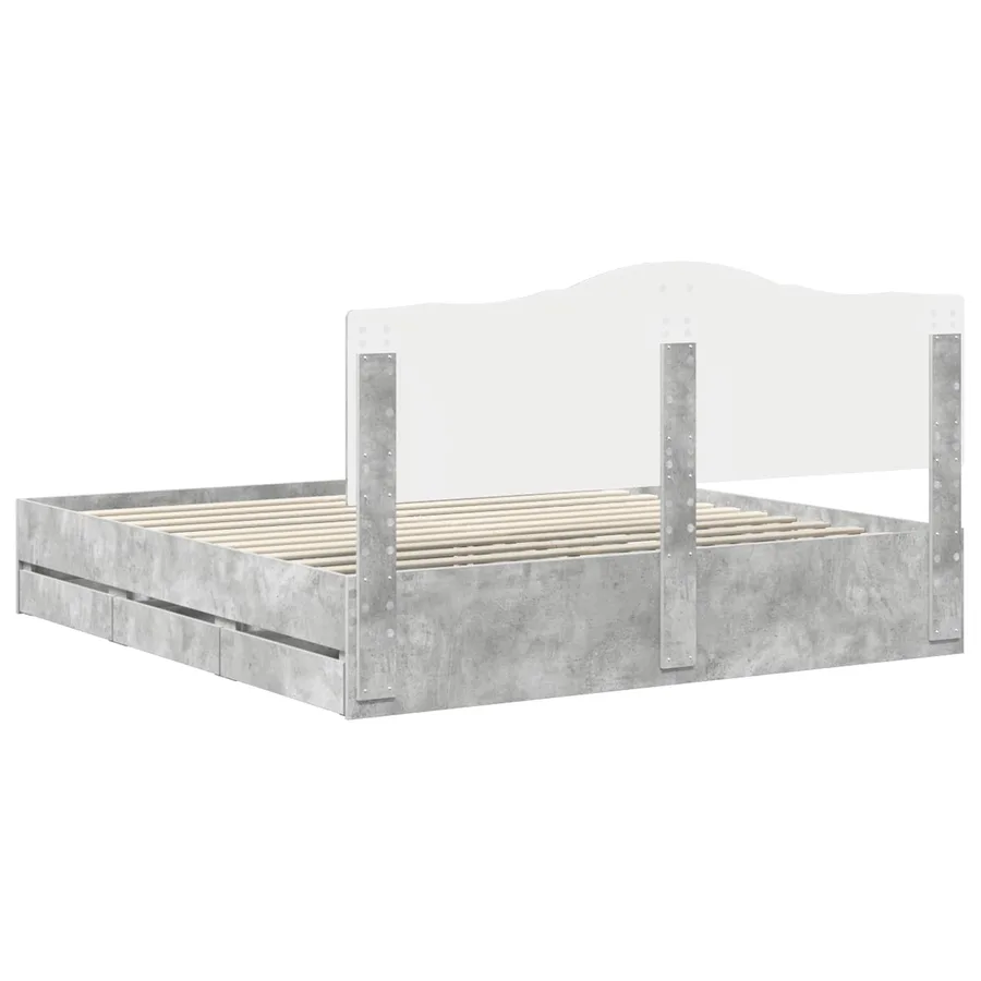 Cadre de lit Gris Béton 200 x 200 cm Bois Ingénierie - 10