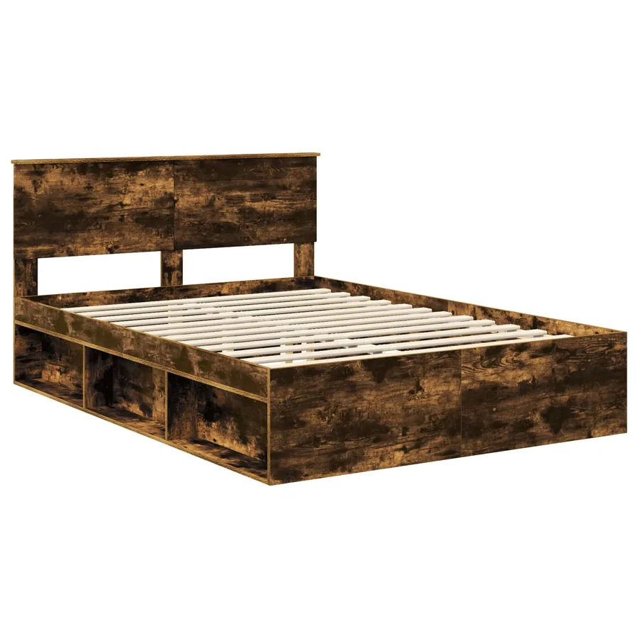 Cadre de lit Chêne fumé 160 x 200 cm Bois d'ingénierie - 4