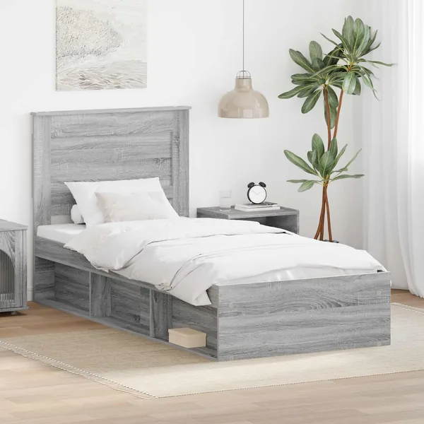 Cadre de lit avec tiroir Gris Sonoma 90 x 200 cm Pin massif
