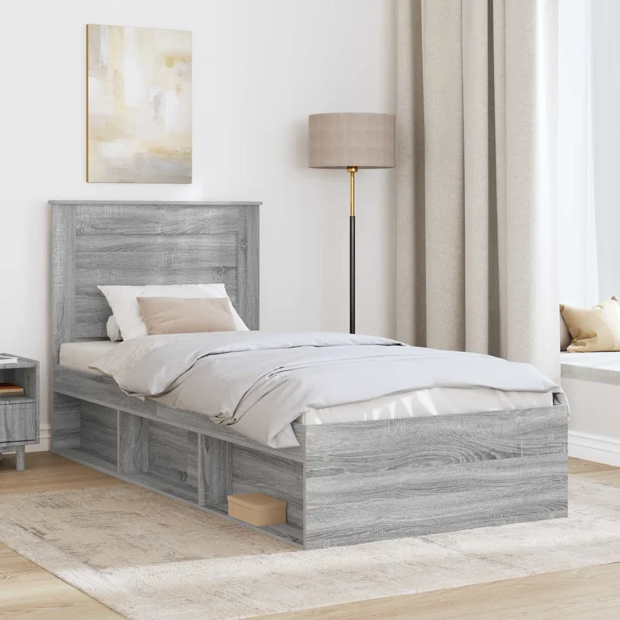 Cadre de lit avec tiroir Gris Sonoma 90 x 200 cm Pin massif - 3
