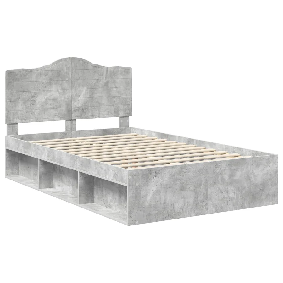 Cadre de lit avec tête de lit Béton 120 x 200 cm Pin massif - 4
