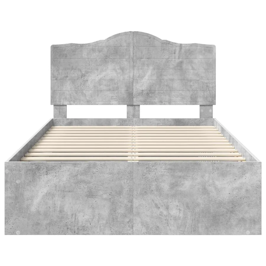 Cadre de lit avec tête de lit Béton 120 x 200 cm Pin massif - 7