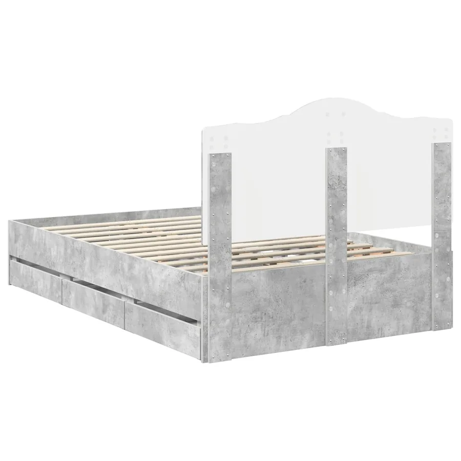 Cadre de lit Gris Béton 120 x 190 cm Bois Ingénierie - 8