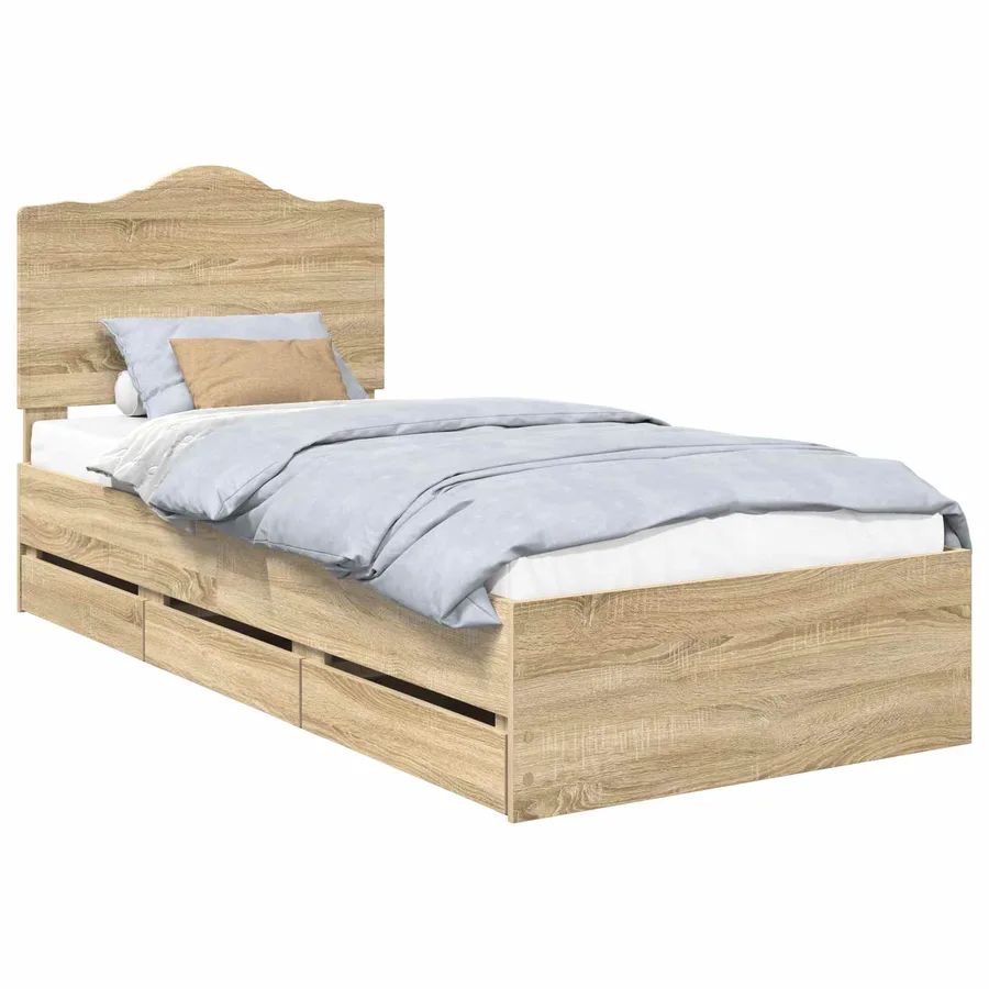 Cadre de lit Chêne Sonoma 100 x 200 cm Bois Ingénierie - 2