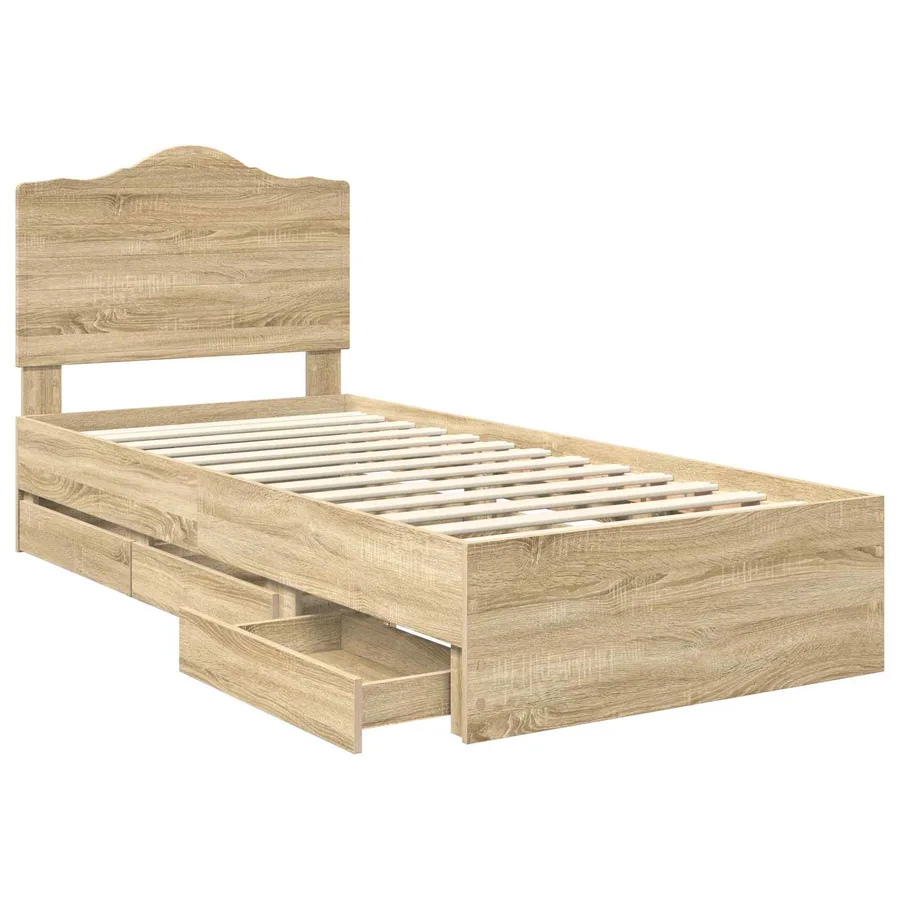 Cadre de lit Chêne Sonoma 100 x 200 cm Bois Ingénierie - 5