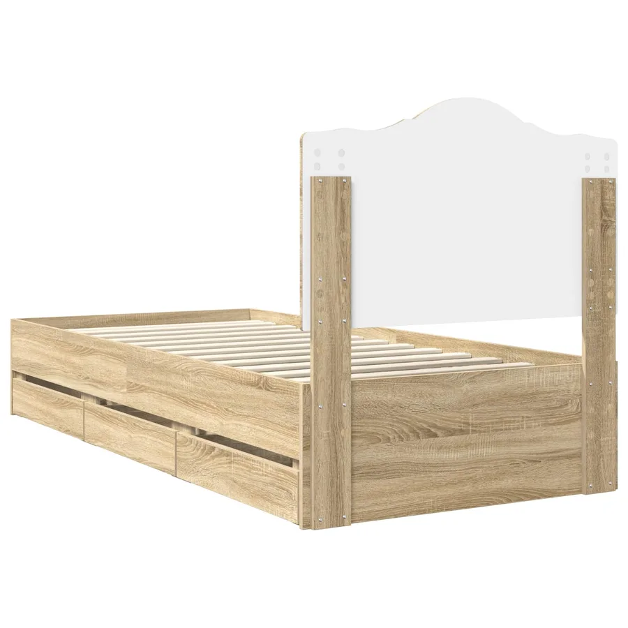 Cadre de lit Chêne Sonoma 100 x 200 cm Bois Ingénierie - 8