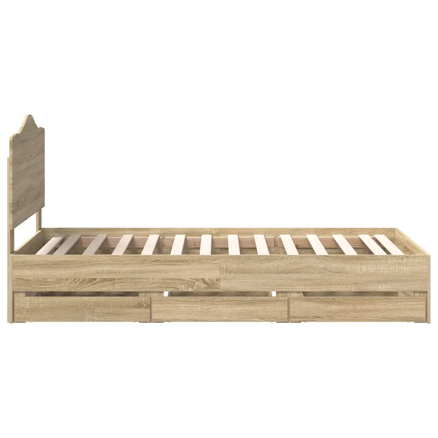 Cadre de lit Chêne Sonoma 100 x 200 cm Bois Ingénierie - 9