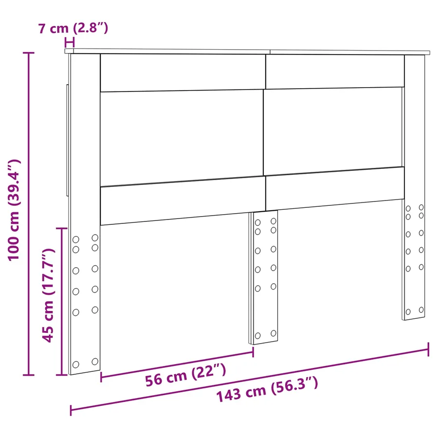 Tête de lit Gris Sonoma 140 cm Bois d'ingénierie - 10