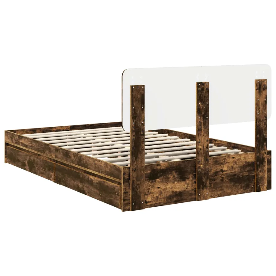 Lit de Rangement Chêne fumé 120 x 200 cm Bois d'ingénierie - 8