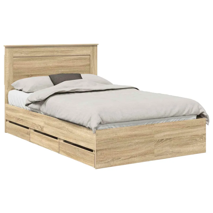Cadre de lit Chêne Sonoma 120 x 190 cm Bois Ingénierie - 2