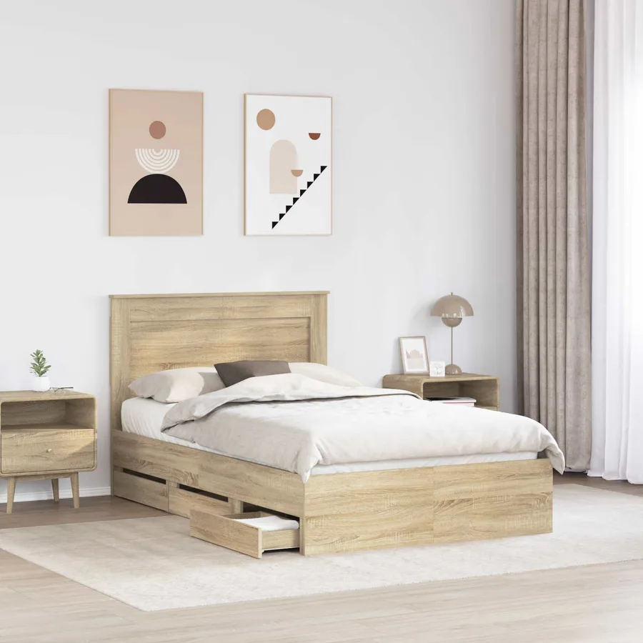 Cadre de lit Chêne Sonoma 120 x 190 cm Bois Ingénierie - 3