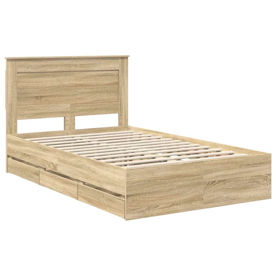 Cadre de lit Chêne Sonoma 120 x 190 cm Bois Ingénierie - 4