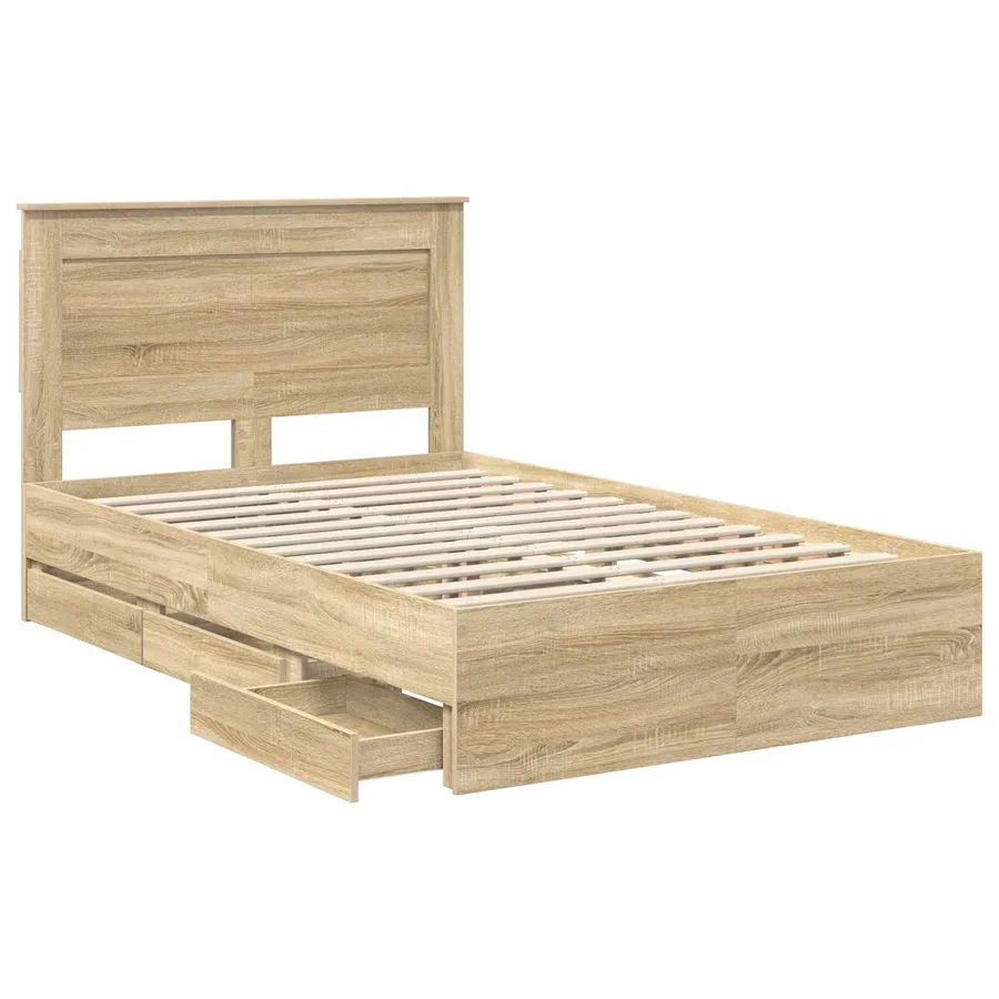 Cadre de lit Chêne Sonoma 120 x 190 cm Bois Ingénierie - 5