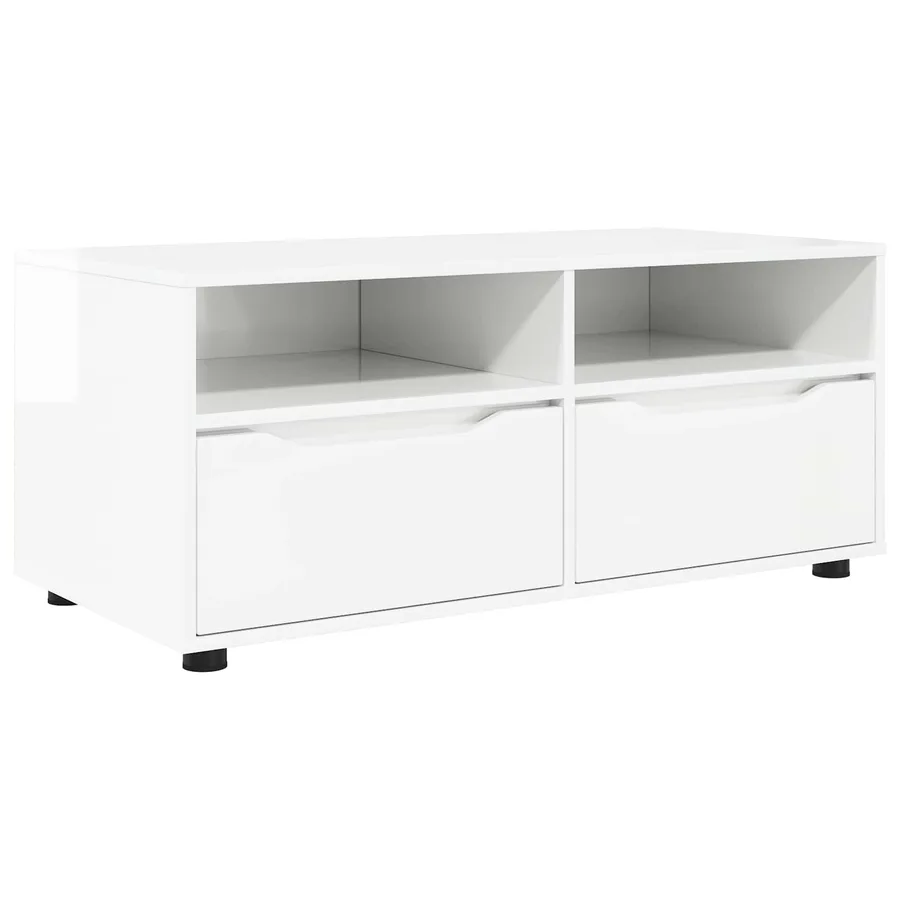 Meuble TV Blanc brillant 100 x 48 x 43 cm Bois d'ingénierie - 2