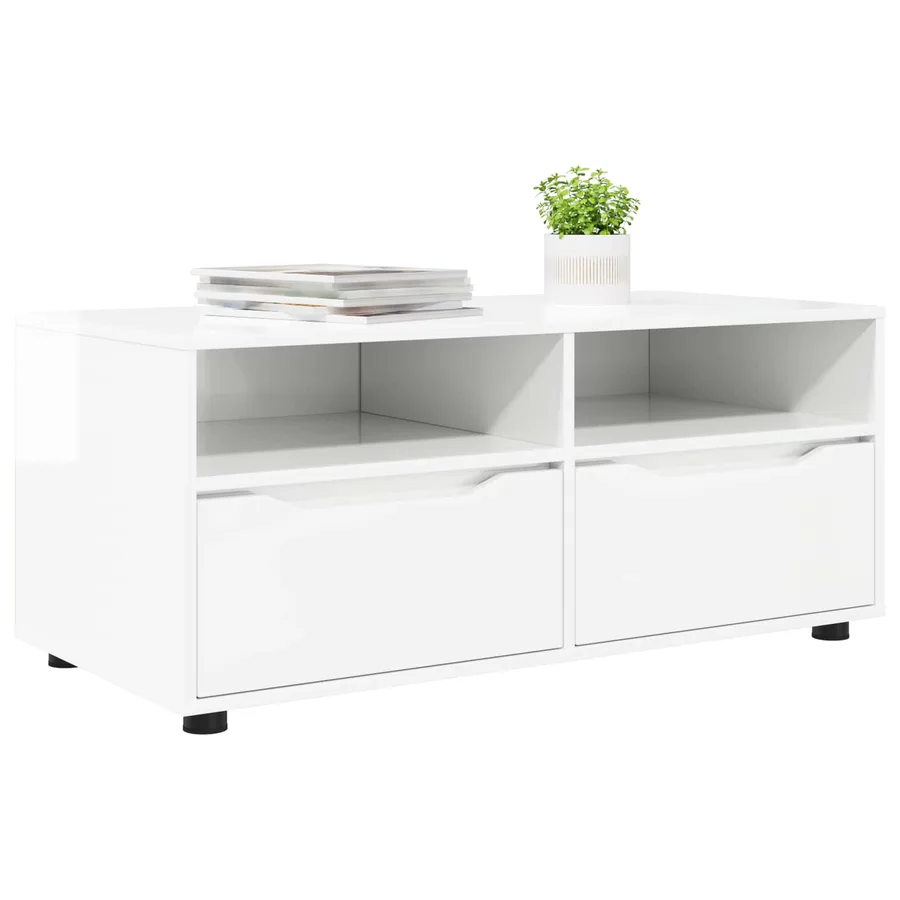 Meuble TV Blanc brillant 100 x 48 x 43 cm Bois d'ingénierie - 3