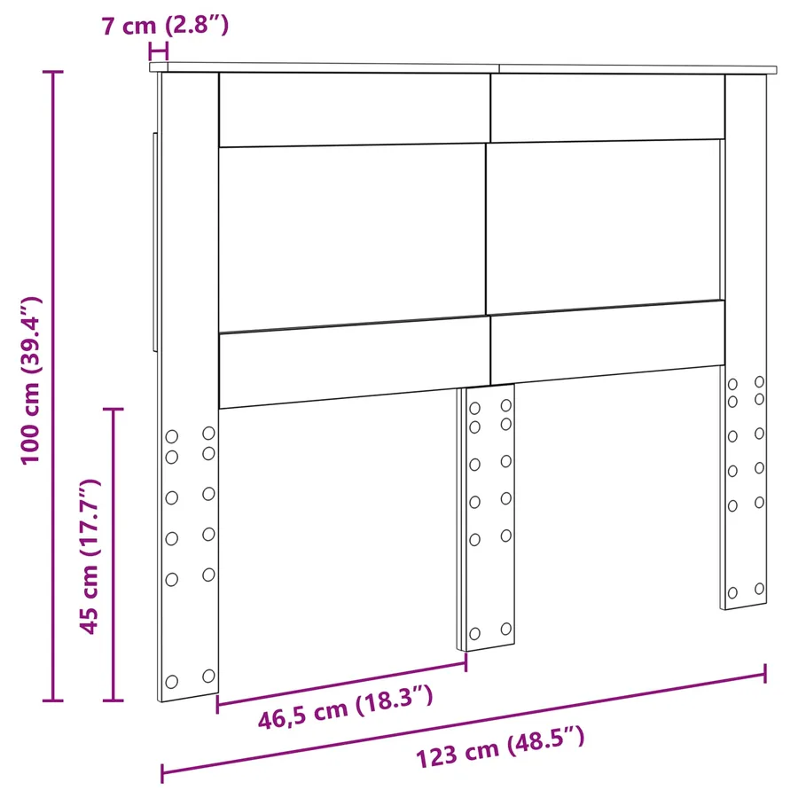 Tête de lit Gris béton 120 cm Bois d'ingénierie - 10