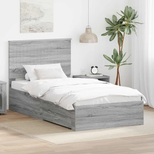 Cadre de lit Gris Sonoma 100 x 200 cm Bois d'ingénierie