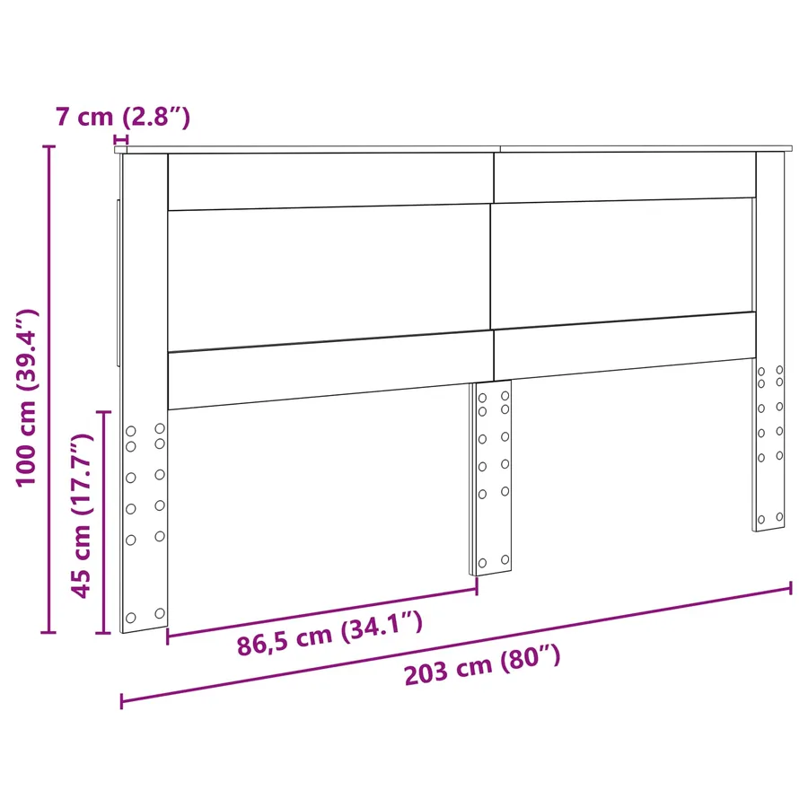 Tête de lit Chêne fumé 200 cm Bois d'ingénierie - 10